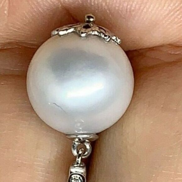 Diamond Large South Sea Pearl Earrings 14k Gold 13 mm Certified $4,950 915306 - Picture 3 of 9